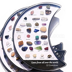 天然石ナゲットコレクション  地球科学教育用  月箱：15.5x110x15mm  宝石：8~14x5~8mm  32個/箱&nbsp;G-F734-05