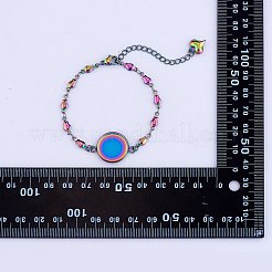 DIY 虹色ブランク ドーム リンク ブレスレット作成キット  304ステンレススチールブレスレット製造を含む  ガラスカボチョン  42個/箱&nbsp;DIY-SZ0009-08
