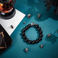 304ステンレススチールビーズとヨーロッパビーズ  スカル  アンティークシルバー  8~16x8~11x8.5~14mm  8個/箱&nbsp;STAS-UN0001-67AS