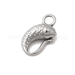 304ステンレススチールチャーム  魚  ステンレス鋼色  11.5x7x3.5mm  穴：1.8mm&nbsp;STAS-Z179-31G