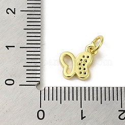 本物の18K金メッキ真鍮パヴェキュービックジルコニアペンダント  丸カン付き  蝶  カラフル  9.5x10.5x1.5mm  穴：3mm&nbsp;KK-M283-10A-02