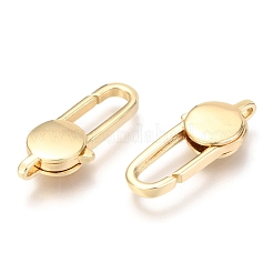 真鍮カニカン  カドミウムフリー＆鉛フリー  オーバル  18KGP本金メッキ  25x10x4mm  穴：3x2mm&nbsp;KK-O132-11G