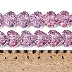透明ガラスビーズ連売り  ハート  オールドローズ  13x15x7mm  穴：1mm  約55個/連  25.98''（66センチメートル）&nbsp;GLAA-H038-01D