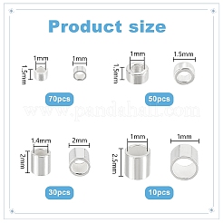 160個 4スタイル 925スターリングシルバーチューブビーズ  コラム  銀  1.5~2.5x1~2mm  穴：1~1.4mm&nbsp;STER-PH0002-28