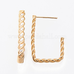 真鍮クリアマイクロパヴェキュービックジルコニアスタッドピアス  ニッケルフリー  18KGP本金メッキ  26.5x3.5mm  ピン：0.7mm&nbsp;KK-N232-192-NF