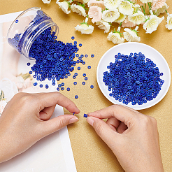 手作り樹脂粘土ビーズ  ジュエリー工芸用品のDIY用  ディスク/フラットラウンド  ヒシビーズ  ミディアムブルー  4x1mm  穴：1mm  60 G /ボックス&nbsp;CLAY-AR0001-17A