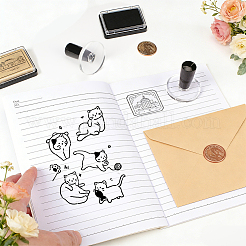 DIYワックスシーリングスタンプ作り用のアクリルスタンプ  ブラック  47x18.5~44.5mm&nbsp;DIY-WH0698-098