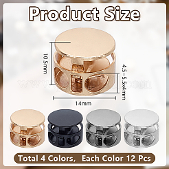 48色合金コードロック4個  フラットラウンド  ミックスカラー  14x10.5mm  穴：4.5~5.5x4mm  12個/カラー&nbsp;FIND-AR0006-45