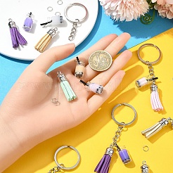 フェイクスエードタッセルペンダントキーホルダー作成キット付き鉄とガラスのボトルをDIYする  ミックスカラー  27~50x10~12x0.7~10mm  穴：1.8mm&nbsp;DIY-YW0009-99