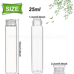 ガラスボトル  スクリューアルミキャップとシリコンストッパー付き  空の瓶  プラチナ  透明  10x2.2cm  容量：25ml（0.84液量オンス）  20個/箱&nbsp;AJEW-BC0001-20C