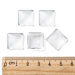 透明なガラスの正方形カボション  透明  15x15x5mm&nbsp;X-GGLA-S022-15mm