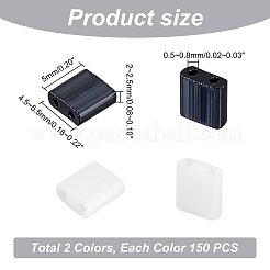 300個2色2穴不透明ガラスシードビーズ  長方形  白黒  5x4.5~5.5x2~2.5mm  穴：0.5~0.8mm  150個/カラー&nbsp;SEED-PH0001-76