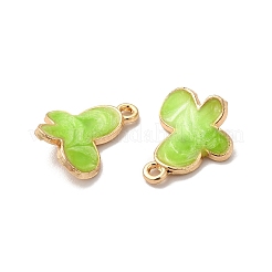 合金エナメル パンツ  鉛フリー＆カドミウムフリー  ライトゴールド  バタフライチャーム  緑黄  18x15x3mm  穴：1.6mm&nbsp;ENAM-K067-50KCG-07