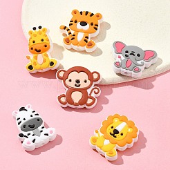 ライオン/タイガー/ゾウ/サルゼブラ/キリンシリコーン焦点ビーズ  ミックスカラー  24~28.5x21.5~29.5x8~9mm  穴：2mm  1個/スタイル&nbsp;SIL-FS0001-19