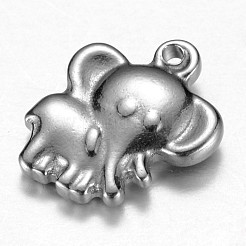 変色しにくい304ステンレススチールチャーム  象  ステンレス鋼色  14x12x3.5mm  穴：1mm&nbsp;STAS-G073-06P