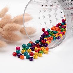 鉛フリー天然木ラウンドビーズ  染め  6 mm幅  高差5mm  穴：1.5mm&nbsp;X-TB092MY