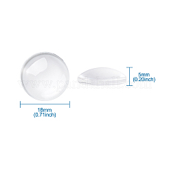 クリアガラスカボション  半円/ドーム  透明  18x5mm  200個/箱&nbsp;GGLA-CD0001-01