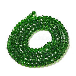 透明ガラスビーズ連売り  ファセット（32ファセット）  ラウンド  濃い緑  3~3.5mm  穴：0.6mm  約163~166個/連  50~51cm&nbsp;EGLA-A035-T3mm-D10