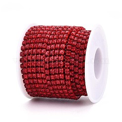 鉄ラインストーンカップチェーン  スプールで  ファイヤーブリック  3.5x3.5x3mm  約30.00フィート（9.14m）/ロール&nbsp;CH-T006-03A-02