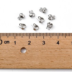 変色しにくい304ステンレススチールボールチープ  カロット終了  クラムシェルノットカバー  ステンレス鋼色  6x3mm  穴：1mm  内径：3mm&nbsp;STAS-R063-21