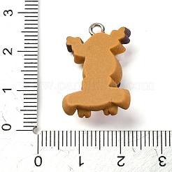 クリスマステーマの漫画樹脂ペンダント  プラチナ鉄ループ付き  エルク  24.5x17x8.5mm  穴：2mm&nbsp;RESI-S010-02A