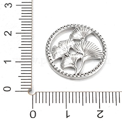変色しにくい304ステンレススチールカボション  銀杏の葉のリング  ステンレス鋼色  19x1.5mm&nbsp;STAS-M323-43P