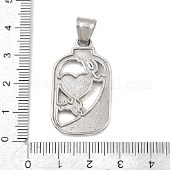 304ステンレスペンダント  ハートと「愛してる」の文字が書かれた長方形  アンティークシルバー  35x20x2.5mm  穴：5.5x7.8mm&nbsp;STAS-K316-05AS