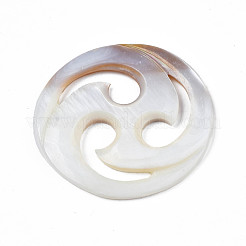 天然淡水シェルカボション  フラットラウンド  貝殻色  43~45x3~4mm&nbsp;SHEL-S276-162