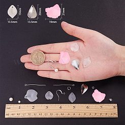 DIYピアス作り  つや消しアクリルビーズキャップ付き  真鍮チャーム  アクリルパーツ  真鍮ボールヘッドピンとアイアン丸カン  銀  11x7x3cm&nbsp;DIY-SC0005-16S