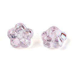 電気メッキ透明ガラスビーズ連売り  ペチュニアの花  ABカラーメッキ  アザミ  5.5~6.5x8~8.5x8~8.5mm  穴：1~1.2mm  約100個/連  21.26~21.65インチ（54~55cm）&nbsp;EGLA-N055-03A-08