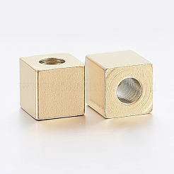 イオンプレーティング（IP）304ステンレスビーズ  キューブ  ゴールドカラー  6x6x6mm  穴：3mm&nbsp;STAS-H452-02G