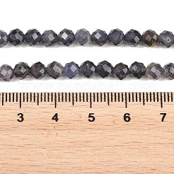 天然のアイオライトビーズ連売り  多面カット  ラウンド  グレードA  5.5mm  穴：0.5mm  約69個/連  14.96''（38センチメートル）&nbsp;G-RM250101-D7