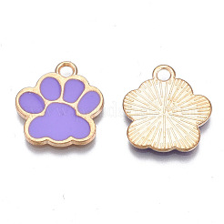 合金エナメルチャーム  カドミウムフリー＆鉛フリー  犬の足跡  暗紫色  17.5x16x1.5mm  穴：2mm&nbsp;ENAM-T016-22LG-D-RS