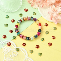 40 個 4 スタイル合金エナメルビーズキャップ  6枚の花びらの花  ミックスカラー  10個/スタイル&nbsp;ENAM-YW0003-97