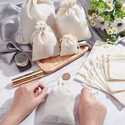 40個 4サイズ ポリエステル模造黄麻布梱包ポーチ 巾着袋  乳白色  9~23x7~17cm  10個/スタイル&nbsp;ABAG-NB0001-66