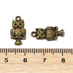 合金ペンダント  フクロウ  ハロウィン用  カドミウムフリー＆ニッケルフリー＆鉛フリー  アンティークブロンズ  18x9x3mm  穴：1mm&nbsp;PALLOY-A19565-AB-FF