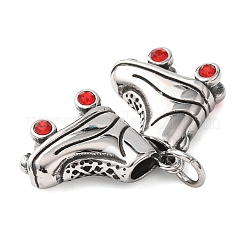 304ステンレススチールラインストーンペンダント  ローラースケート/シューズチャーム  アンティークシルバー  21x19x8mm  丸カン：8x1.5ミリ  内径：5mm&nbsp;STAS-P443-02AS