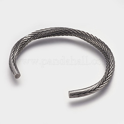 304ステンレススチール製カフバングル  アンティークシルバー  2インチx2-1/2インチ（51x62mm）&nbsp;BJEW-P192-09AS