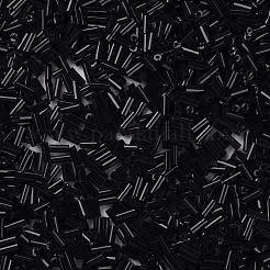 不透明色ガラスラッパビーズ  丸い穴  ブラック  3~8x2mm  穴：0.7mm  約450g /ポンド&nbsp;SEED-N005-001-B04
