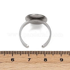 304ステンレススチールカフリング部品  プレーンパッドリングセッティング  フラットラウンド  ステンレス鋼色  3mm  調整可能  ラウンド：14mm&nbsp;STAS-D372-04P-05