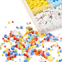 DIYジュエリー作成キット  ガラスシードビーズ入り  アクリルビーズ  弾性水晶の線  ピンセット  はさみ  プラスチック試験チューブ  スチールビーズ針  合金の留め金と鉄の指輪  ミックスカラー  ビーズ：2~4mm  穴：1~1.5mm  7x3~4mm  穴：1.5~2mm  8540個/セット&nbsp;DIY-YW0003-21