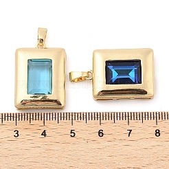 ラックメッキ真鍮チャーム  長方形のガラスチャーム  長持ちメッキ  カドミウムフリー＆鉛フリー  18KGP本金メッキ  ミックスカラー  25x18x6.5mm  穴：3x5.5mm&nbsp;KK-I710-11B