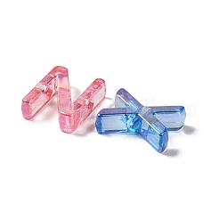 UVメッキ透明アクリルビーズ  文字L  ミックスカラー  19~20x14~16.5x6mm  穴：3~3.5mm&nbsp;OACR-D316-13