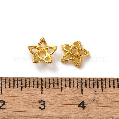 合金ビーズキャップ  鉛フリー＆カドミウムフリー  マルチ花弁花  ゴールドカラー  7.5x2.5mm  穴：1.1mm&nbsp;FIND-G074-01J