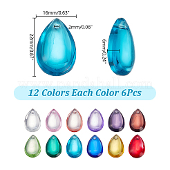 ハンドメイドランプワークペンダント96個、12色  ティアドロップ  ミックスカラー  22x16x6mm  8個/カラー&nbsp;LAMP-AR0001-46