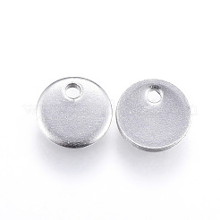 変色しにくい304ステンレススチールチャーム  フラットラウンド  空白タグのスタンプ  ステンレス鋼色  4x0.5mm  穴：0.7mm&nbsp;STAS-G124-27P-4mm