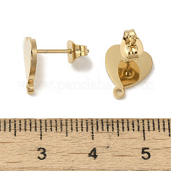 イオンプレーティング（IP）304ステンレス鋼スタッド金具  ハート  ゴールドカラー  10x9.5mm  穴：1.2mm  ピン：11x0.7mm&nbsp;STAS-I206-53G
