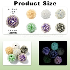 ポリマー粘土蓄光ビーズ  花  ミックスカラー  21mm  穴：3mm&nbsp;CLAY-CJC0016-02