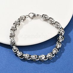 8mm 201ステンレススチール製ビザンチンチェーンブレスレット（女性用）  304ステンレススチール留め具付き  ミックスカラー  8-7/8インチ（22.5cm）&nbsp;BJEW-B143-06