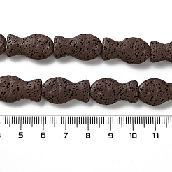魚で染めた天然の溶岩石ビーズ連売り  ココナッツブラウン  21.5x12x6mm  穴：1.6mm  約19個/連  16.14''（41センチメートル）&nbsp;G-O126-01A-02